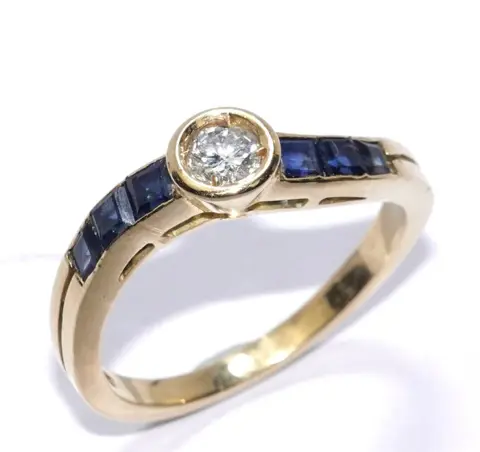 18 karaat Geel goud - Ring - 0.30 ct Diamant - Saffieren
