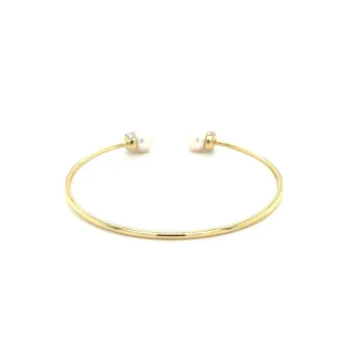 14 karaat Geel goud - Armband - 9.52 ct Zoetwater parel - Diamanten