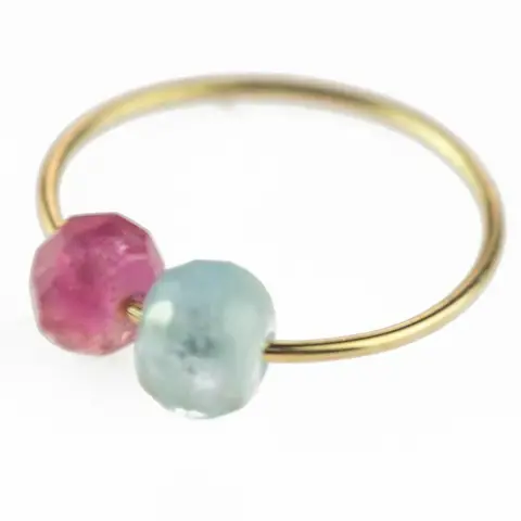 Intini Jewels - 18 karaat Geel goud, Goud - Ring Aquamarijn - Toermalijnen