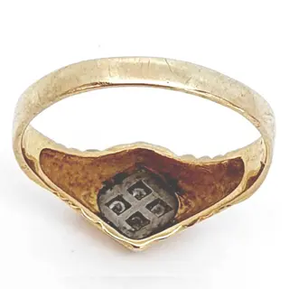 18 karaat Geel goud, Witgoud - Ring - 0.06 ct Diamant