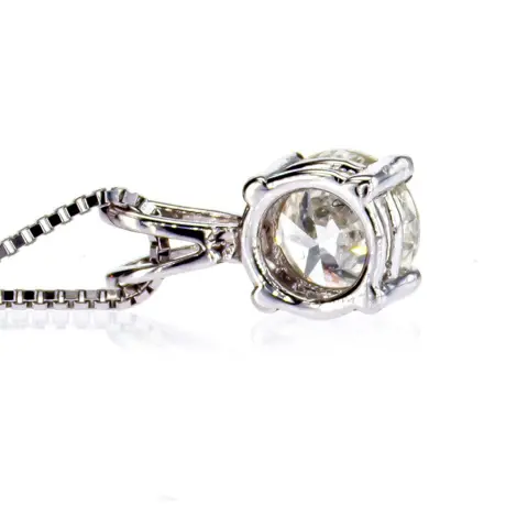 0.96 Ct Round Diamond Pendant - 14 karaat Witgoud - Collier met hanger Diamant - Geen reserve