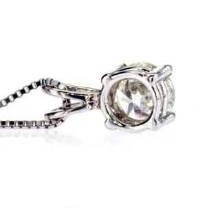 0.96 Ct Round Diamond Pendant - 14 karaat Witgoud - Collier met hanger Diamant - Geen reserve
