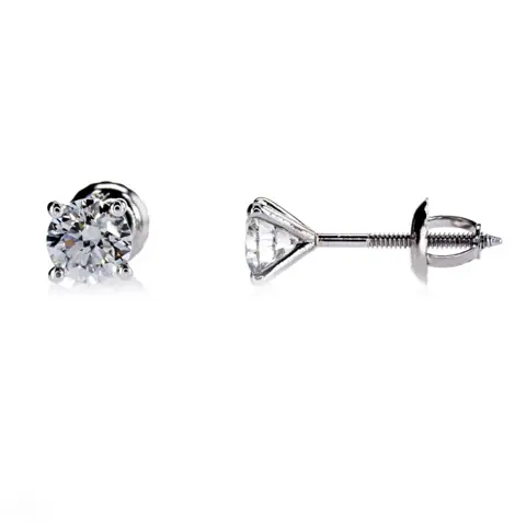 1.04 CtRound Diamond Earrings - 14 karaat Witgoud - Oorbellen Diamant - Geen reserve