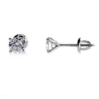 1.04 CtRound Diamond Earrings - 14 karaat Witgoud - Oorbellen Diamant - Geen reserve