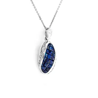 1.91 tcw Sapphire Pendant - 18 karaat Witgoud - Hanger - 1.76 ct Saffier - Diamanten van 0,15 ct - geen minimumprijs