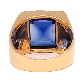 18 karaat Geel goud - Ring - Blauwe steen