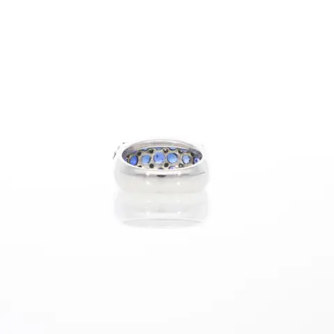 Sabbadini Milano - 18 karaat Witgoud - Ring - 3.60 ct Saffier - Diamanten