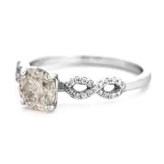 1.14 tcw Diamond Ring - 14 karaat Witgoud - Ring - 1.03 ct Diamant - Diamanten van 0,11 ct - geen minimumprijs