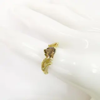 0.93 ct fancy yellowish brown & 0.24 ct fancy intense yellow diamonds designer heart ring - 14 karaat Geel goud - Ring Diamant - Diamanten, AIG gecertificeerd zonder reserve