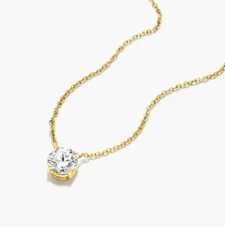 GIA Lab Report Solitaire 0.50CT D/SI1 diamond pendant with a 14K yellow gold necklace. - 14 karaat Geel goud - Collier met hanger Diamant