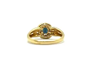 NO RESERVE - 18 karaat Geel goud - Ring - 0.40 ct Saffier - Diamanten