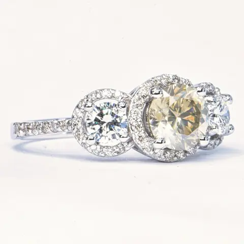 1.62 ct Natural Fancy Yellowish GrayVS2 - 14 karaat Witgoud - Ring - 1.32 ct Diamant - Diamanten, Geen minimumprijs