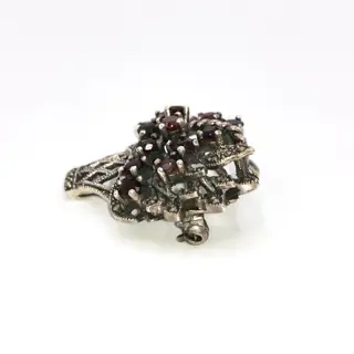 925 Zilver - Broche, Hanger - 0.20 ct Granaat