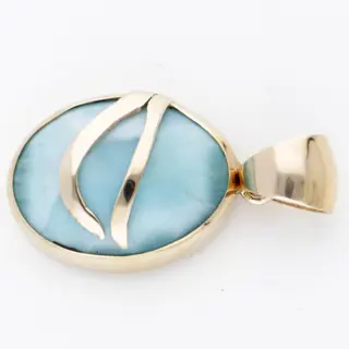 No Reserve - 14 karaat Goud - Hanger - 15.00 ct - Larimar