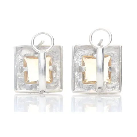 18 karaat Witgoud - Oorbellen - 2.50 ct Citrien