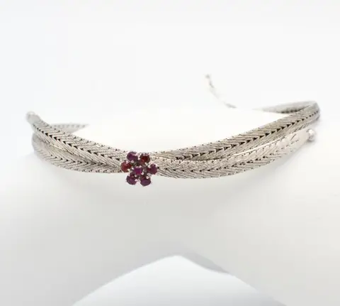 18 karaat Witgoud - Armband - 0.14 ct Robijn
