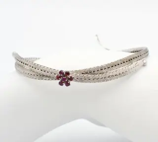 18 karaat Witgoud - Armband - 0.14 ct Robijn