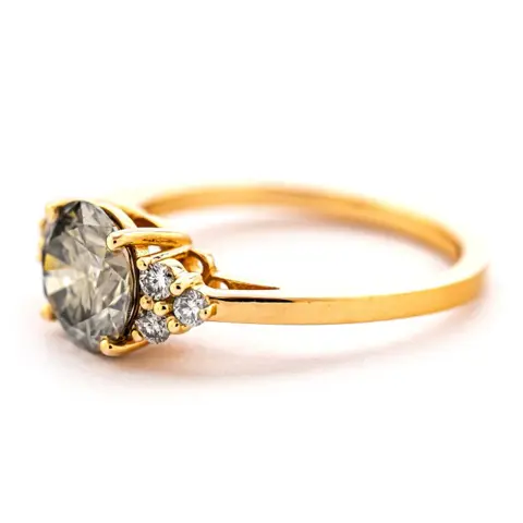 1.73 tcw VS1 Diamond Ring - 14 karaat Geel goud - Ring - 1.58 ct Diamant - Diamanten van 0,15 ct - geen minimumprijs