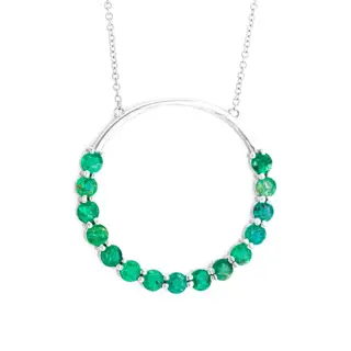 2.55 tcw Emerald Pendant - 14 karaat Witgoud - Collier met hanger - 2.55 ct Smaragd - Geen minimumprijs