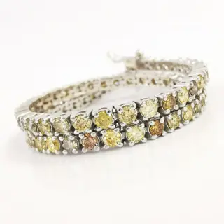 3.32 ct fancy mix color diamonds eternity tennis bracelet - 14 karaat Witgoud - Armband Diamant - AIG gecertificeerd zonder reserve