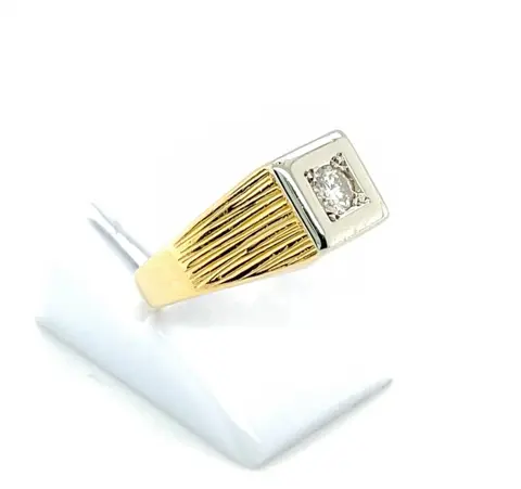 18 karaat Geel goud, Goud, Tweekleurig, Witgoud - Ring - 0.16 ct Diamant