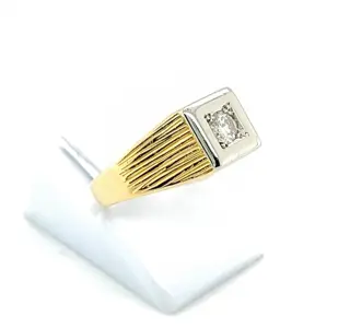 18 karaat Geel goud, Goud, Tweekleurig, Witgoud - Ring - 0.16 ct Diamant