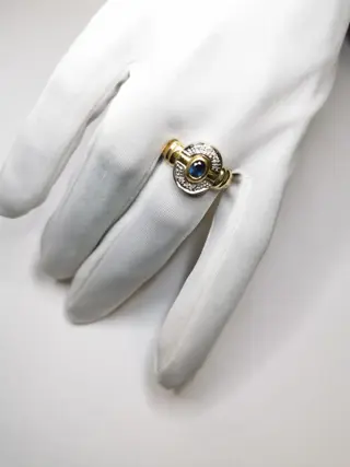 NO RESERVE - 18 karaat Goud - Ring - 0.29 ct Saffier - Diamanten
