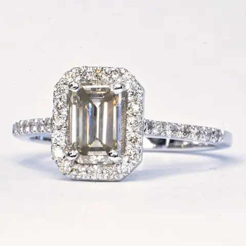 1.57 ct Natural Fancy Gray SI1 - 14 karaat Witgoud - Ring - 1.23 ct Diamant - Diamanten, Geen minimumprijs