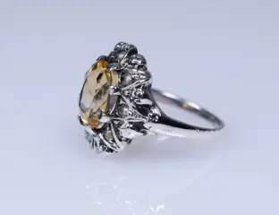 830 Zilver - Ring - Citrien (getest) - Orient parels