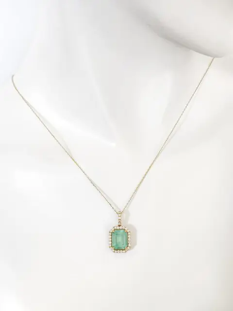 IGI Certified 2.84ct Emerald and Diamond Pendant - 14 karaat Geel goud - Hanger - ***GEEN RESERVEPRIJS***