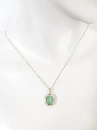 IGI Certified 2.84ct Emerald and Diamond Pendant - 14 karaat Geel goud - Hanger - ***GEEN RESERVEPRIJS***