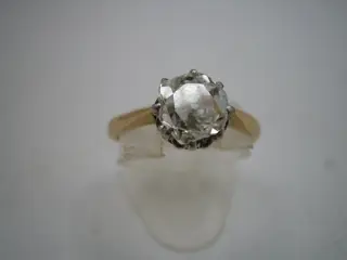 Barock Diamant Ring Solitär Altschliff ca. 7 -7,5 x4 mm - 18 karaat Geel goud - Ring