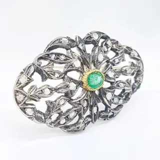 oro 12 kt, argento 925, oro zecchino 24 kt. - Gemengd Geel goud, Zilver - Broche - 0.00 ct Smaragd