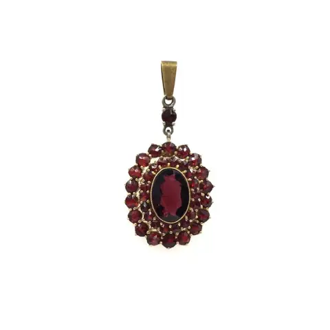 4.0cm - 14 karaat Geel goud - Hanger - 5.39 ct Granaat - getest