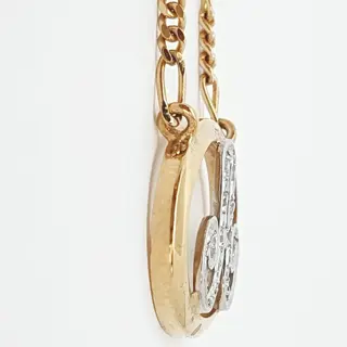 18 karaat Geel goud, Witgoud - Collier met hanger - 0.10 ct Diamant