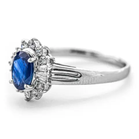 1.30 tcw Sapphire Ring Platina - Ring - 1.00 ct Saffier - Diamanten van 0,30 ct - geen minimumprijs
