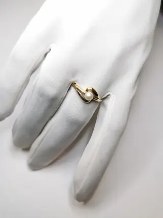 18 karaat Akoya parels, Goud - Ring