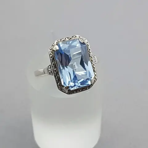 Art Deco Aquamarijn(Getest) - 835 Zilver - Ring