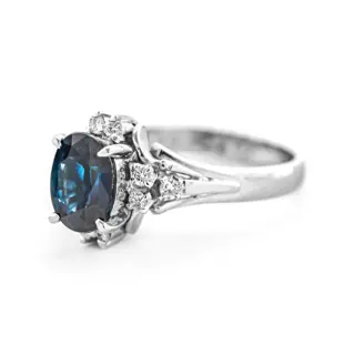 1.71 tcw Sapphire Ring Platina - Ring - 1.55 ct Saffier - 0,16 ct diamanten - geen minimumprijs