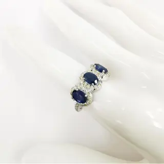 2.72 ct blue sapphires & 0.72 ct vs light yellow diamonds designer ring - 14 karaat Witgoud - Ring Saffier - Diamanten