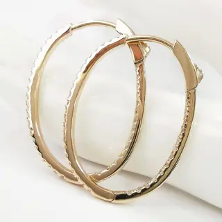 1.05 ct diamond designer oval hoop earrings - 14 karaat Rosé goud - Oorbellen - AIG gecertificeerd zonder reserve