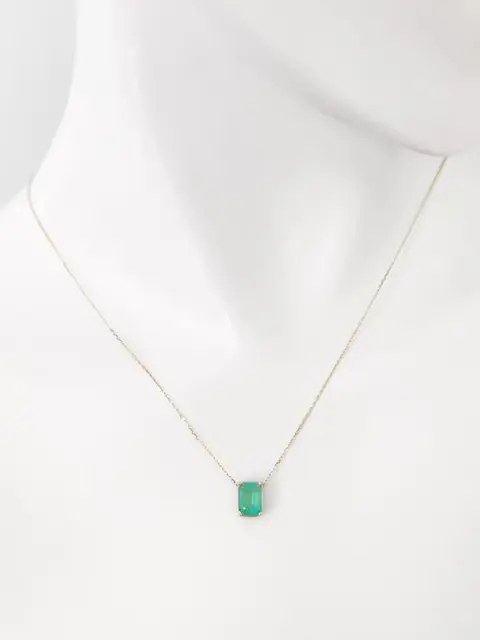 1.28ct Emerald Pendant - 14 karaat Geel goud - Hanger - ***GEEN RESERVEPRIJS***