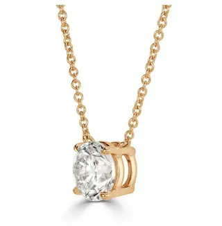 GIA Lab Report Solitaire 0.50CT I/VS2 diamond pendant with a necklace made from 14K yellow gold. - 14 karaat Geel goud - Collier met hanger Diamant