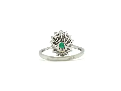 NO RESERVE - 18 karaat Platina, Witgoud - Ring - 0.50 ct Smaragd - Diamanten