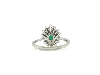 NO RESERVE - 18 karaat Platina, Witgoud - Ring - 0.50 ct Smaragd - Diamanten