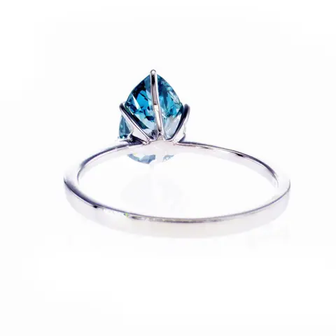 1.51 Ct VS1 Pear Fancy Vivid Blue Diamond Ring - 14 karaat Witgoud - Ring - Kleur behandeld Diamant - Geen reserve
