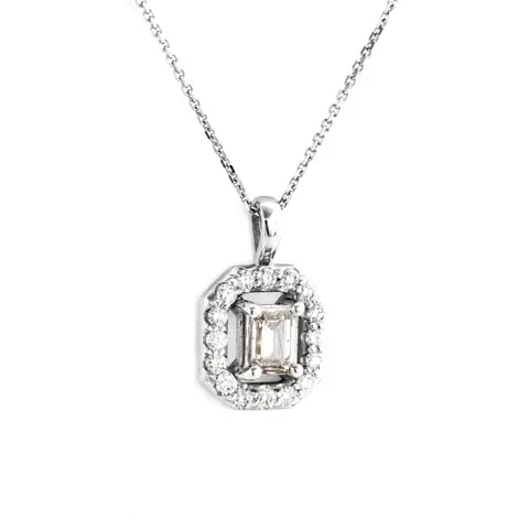 0.65 tcw VS2 Diamond Pendant - 14 karaat Witgoud - Collier met hanger - 0.41 ct Diamant - 0,24 ct diamanten - geen minimumprijs