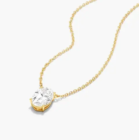 GIA Lab Report Solitaire Oval 0.50CT G/SI1 diamond pendant with a necklace made from 14K yellow - 14 karaat Geel goud - Collier met hanger Diamant