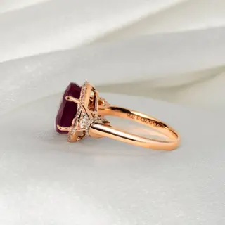 No Reserve Price - 4.58 ct No Heated Ruby & 0.31 Ct Diamonds - 14 karaat Rosé goud - Ring Robijn - Diamanten, IGI gecertificeerd
