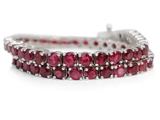 6.07 Carat Natural Red Ruby Tennis - 14 karaat Witgoud - Armband - GEEN RESERVE